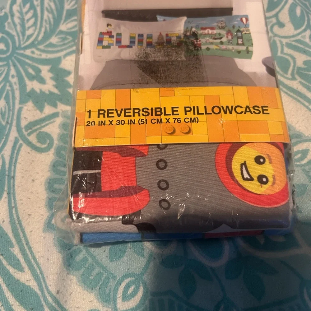 Reversible Pillowcase with LEGO Design - Gray‎